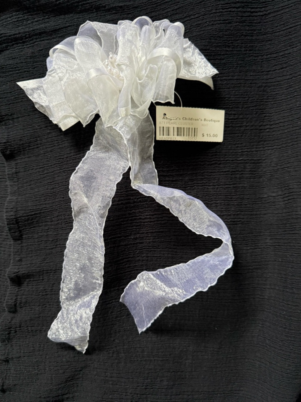 White Sheer Ribbon Bow Hair Accessory NWT